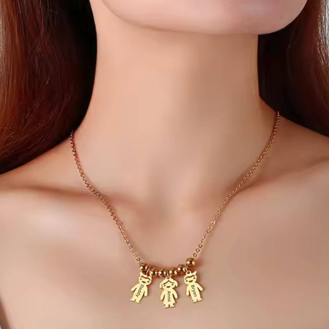 Name Engraved Family Charm Necklace