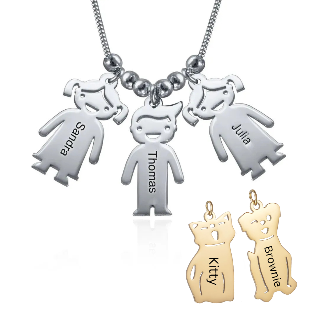 Name Engraved Family Charm Necklace