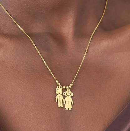 Name Engraved Family Charm Necklace