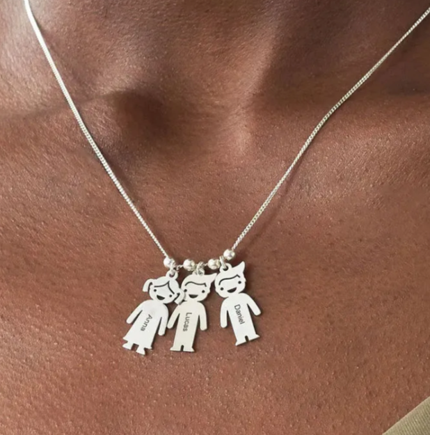 Name Engraved Family Charm Necklace